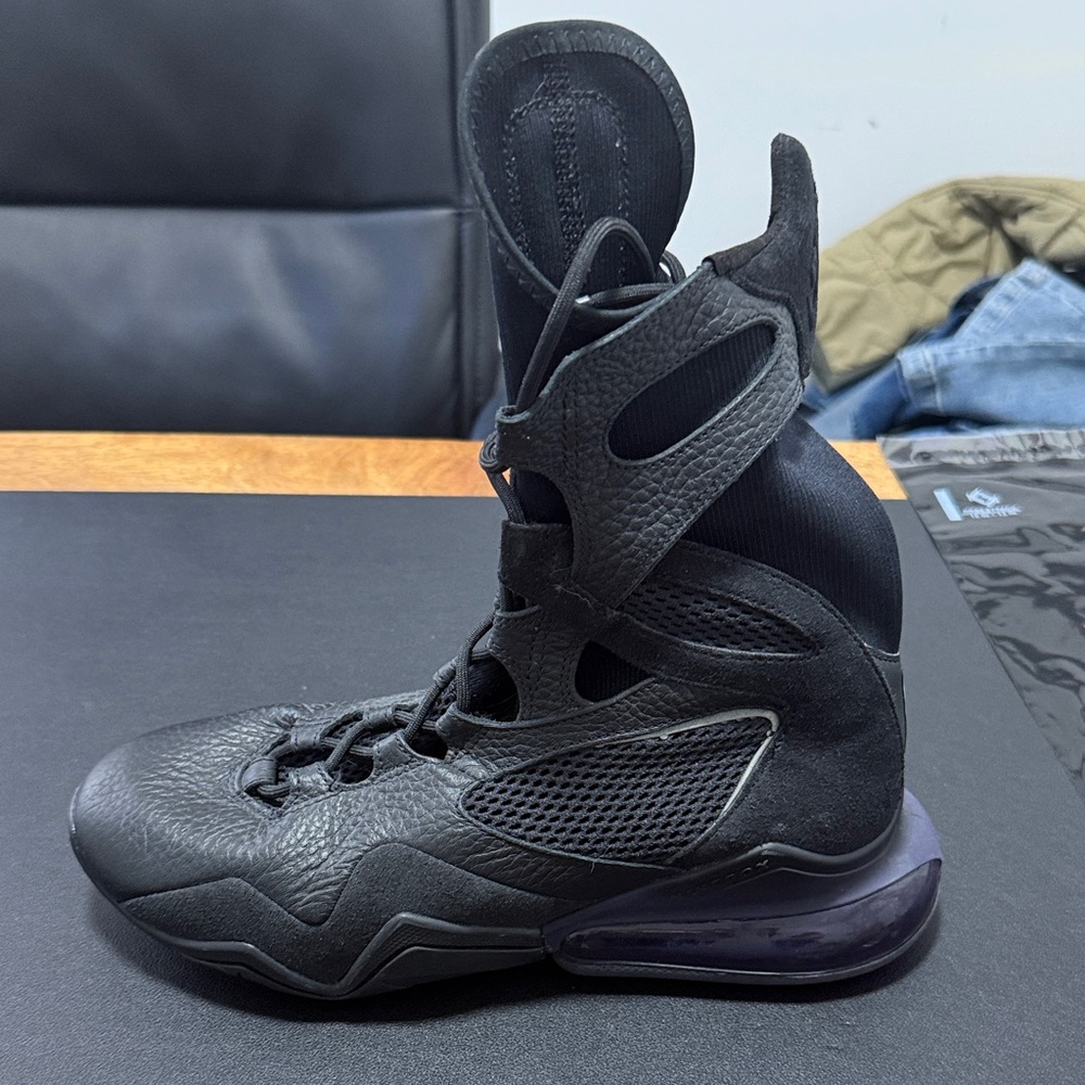 Black High-Top Sneakers with Purple Sole Nike Woman’s Boxing Shoe